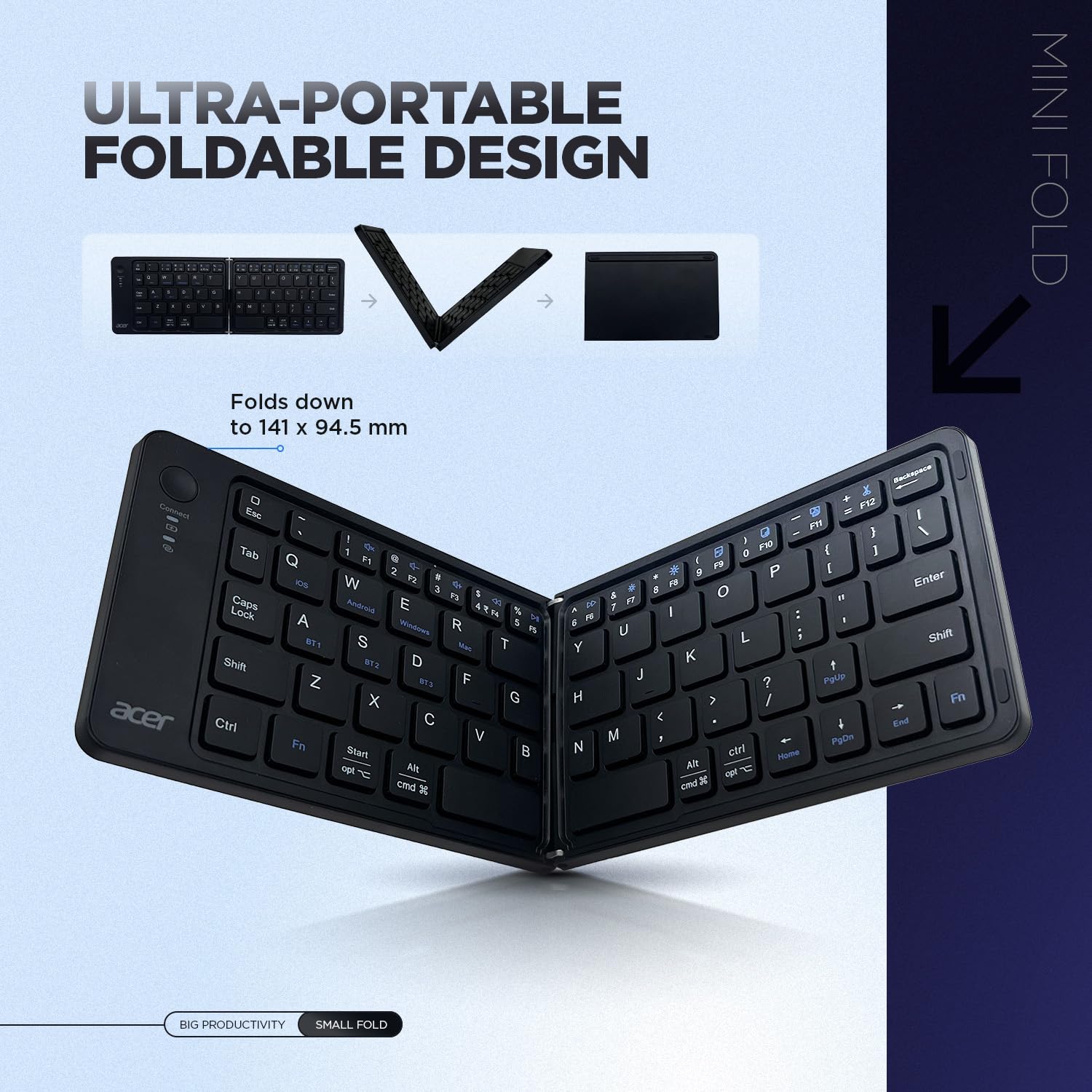 Compact Foldable Bluetooth Keyboard