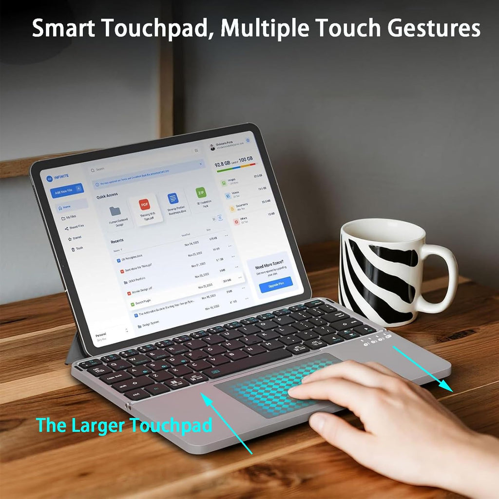 TouchFold Wireless Keyboard for iPad, Mobile & Laptop