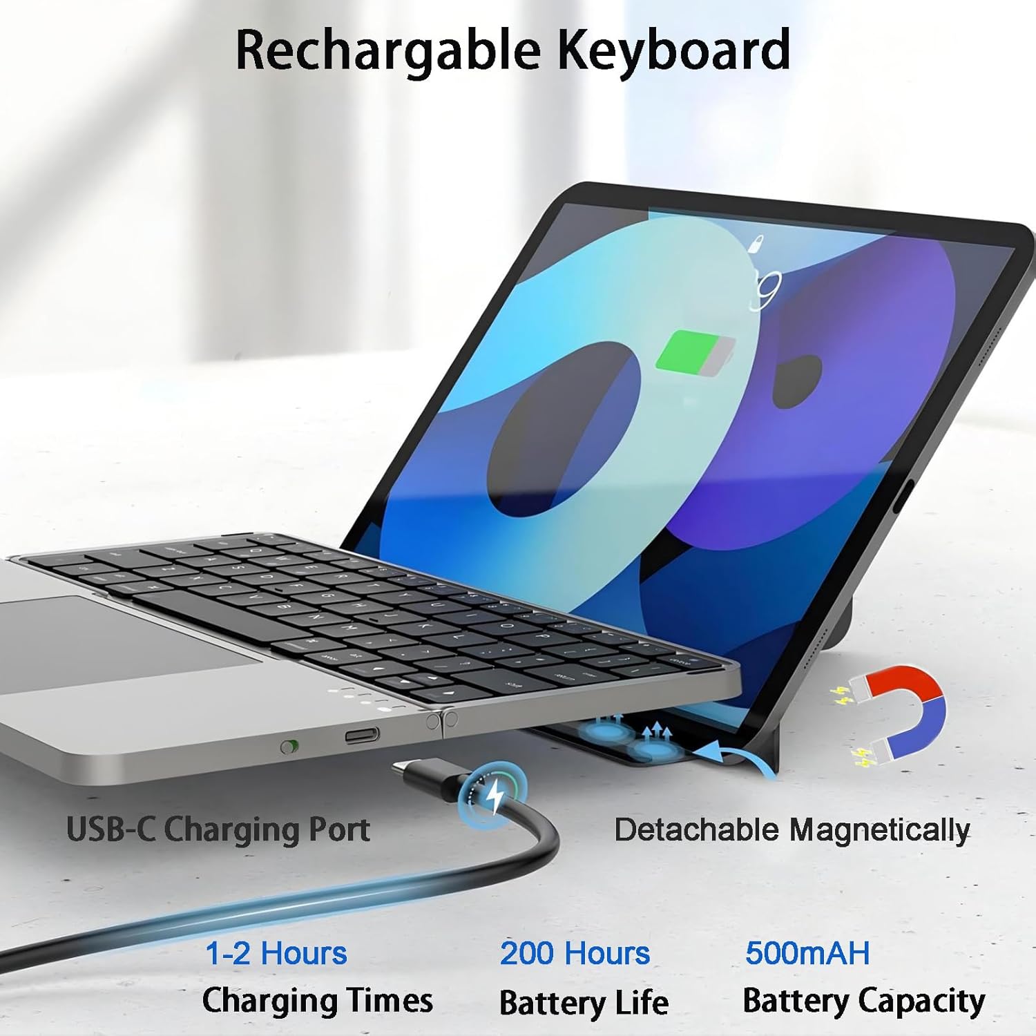 TouchFold Wireless Keyboard for iPad, Mobile & Laptop