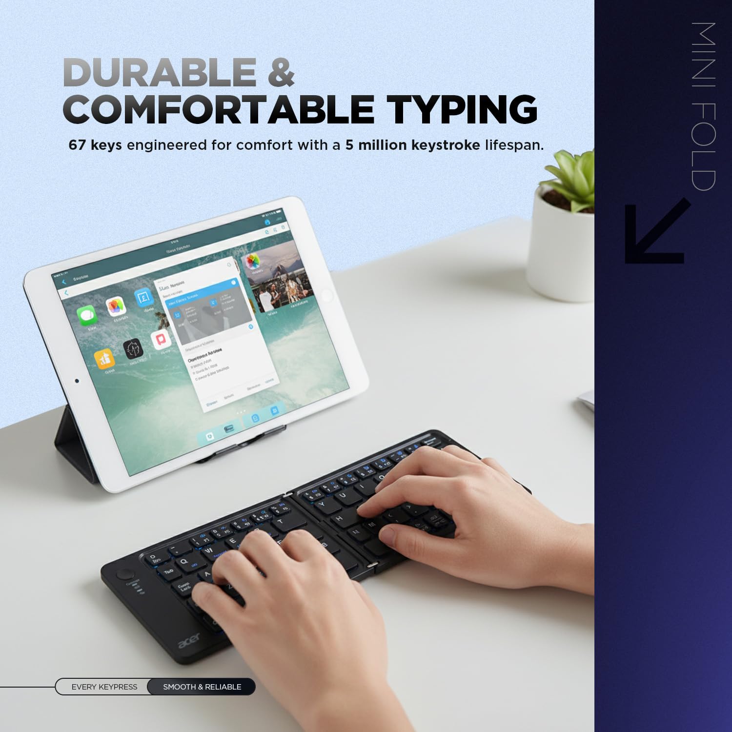 Compact Foldable Bluetooth Keyboard